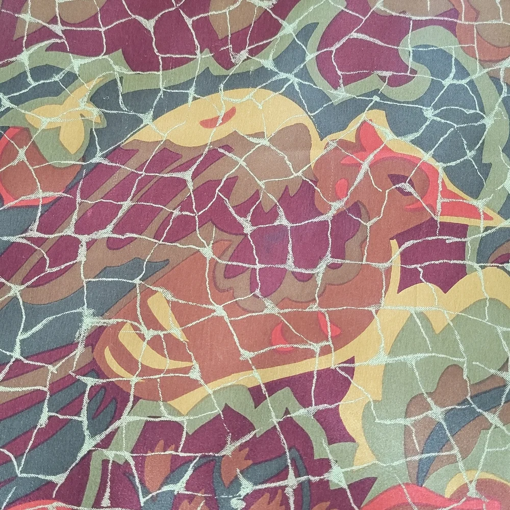 Vintage Jaeger Silk Scarf Made In Italy with Abstract Design.34X34 Inches. - Picture 11 of 15
